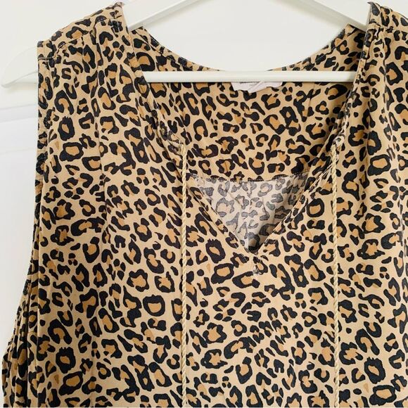 Anthropologie Beach Lunch Lounge Leopard Print Causal Sundress Tank Dress - Picture 4 of 8